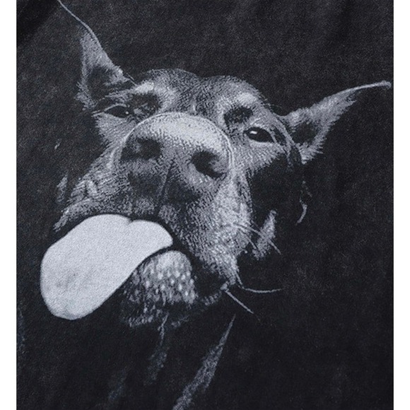 Dobermann Dog Acid wash oversized Print T-Shirt Black Acid Wash Men's Tee - Picture 8 of 8
